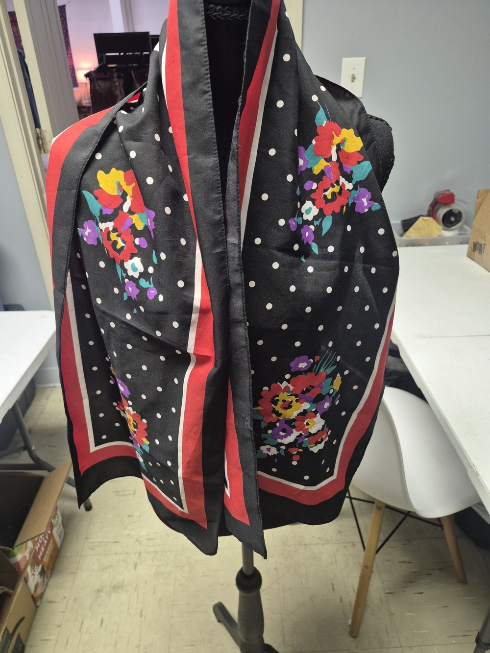 Black Floral Polka Dot Lightweight Scarf Jacket